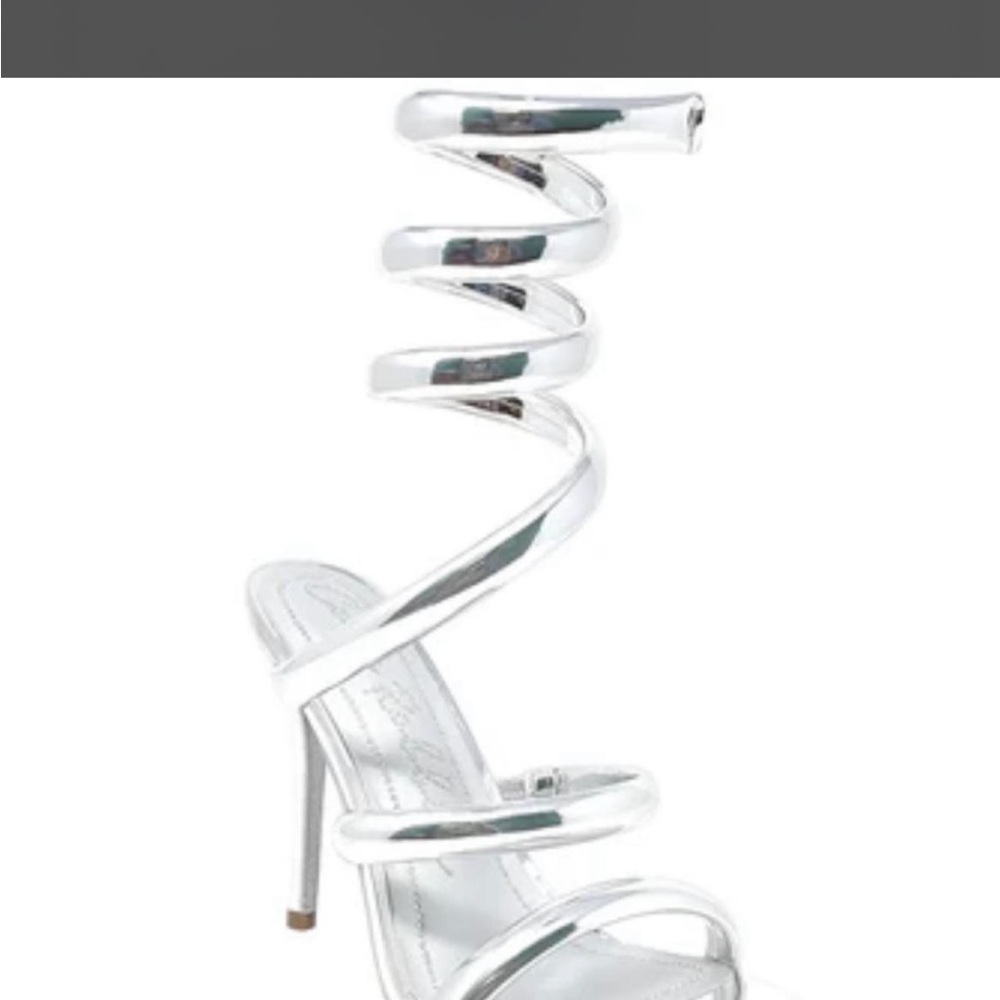 Silver Spiral Wrap Stiletto Sandals - Women